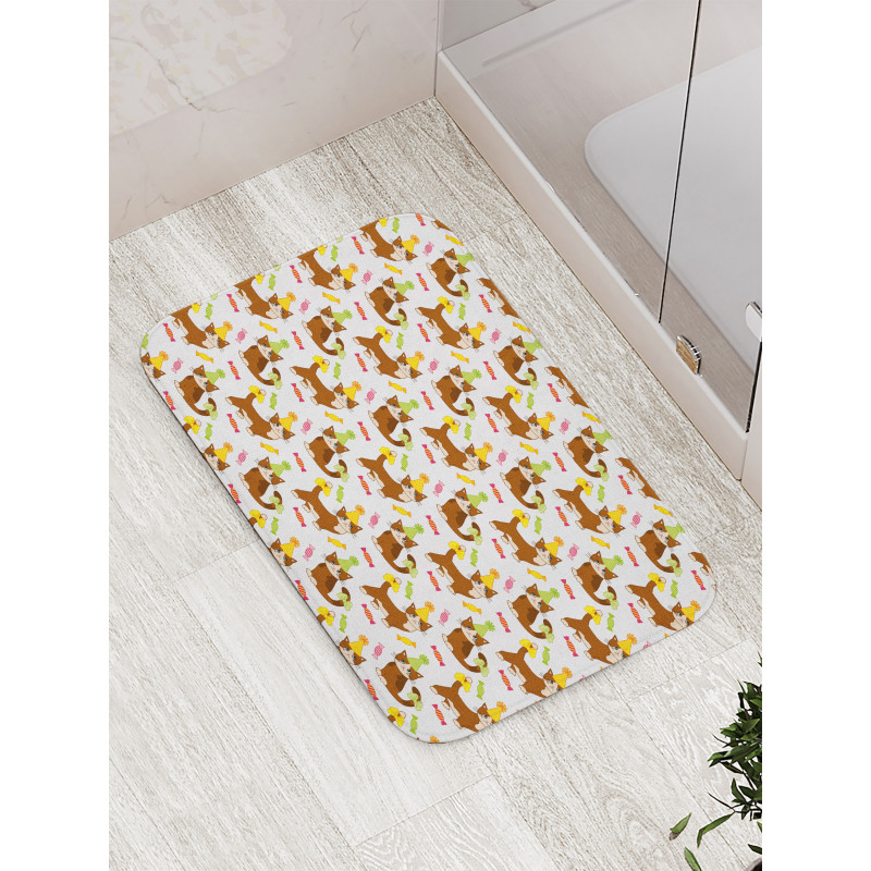 Cat in a Party Hat and Candy Bath Mat