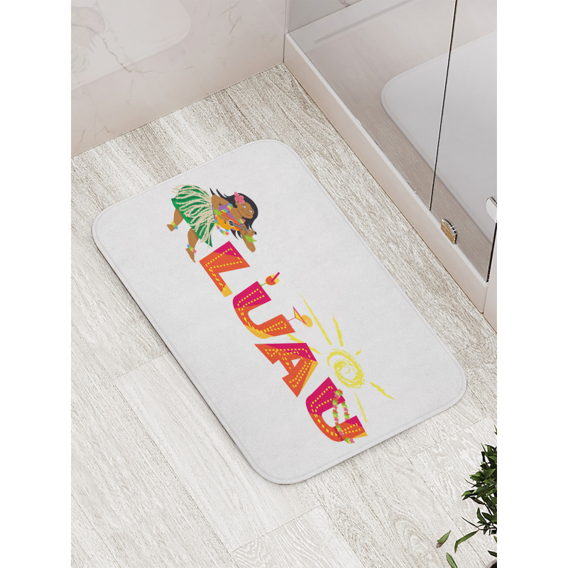 Hula Dancer with a Ukulele Bath Mat