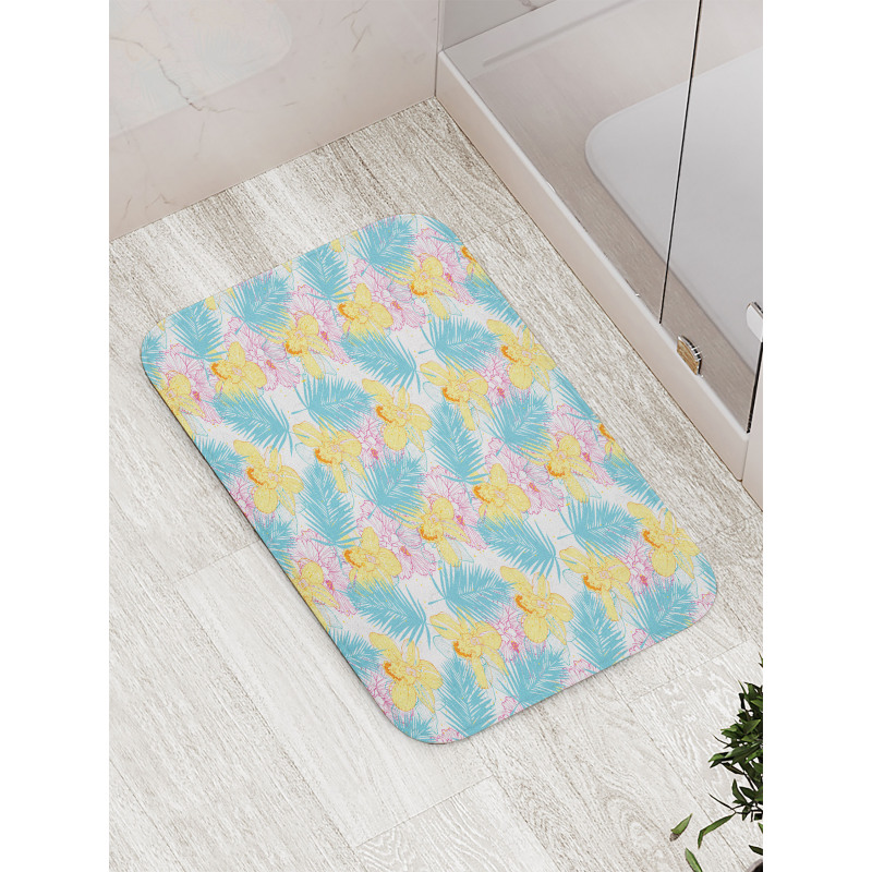 Orchids with Paint Spots Bath Mat