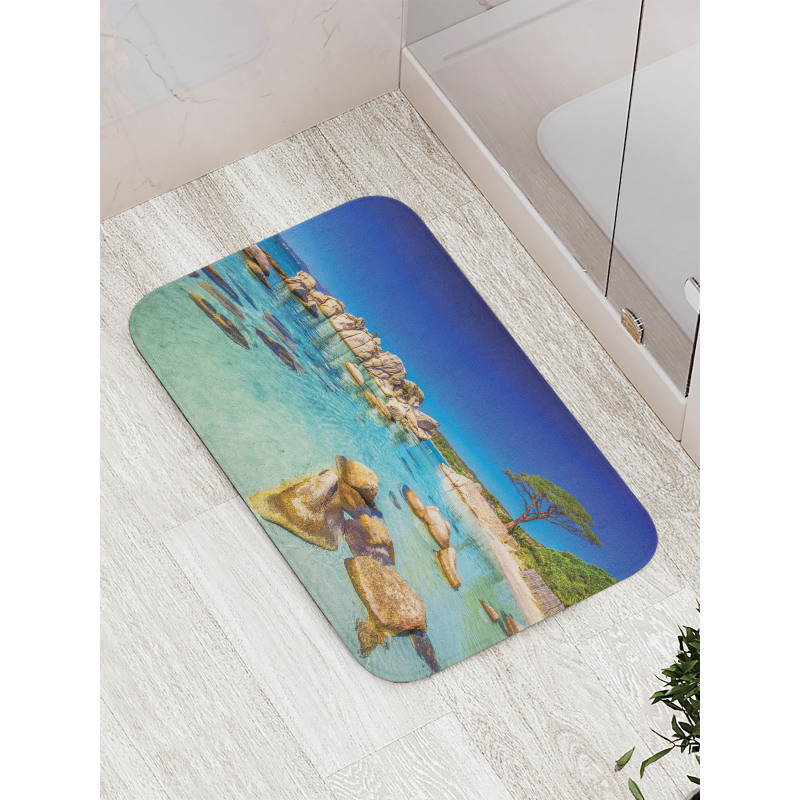 Beach and Clear Ocean Bath Mat