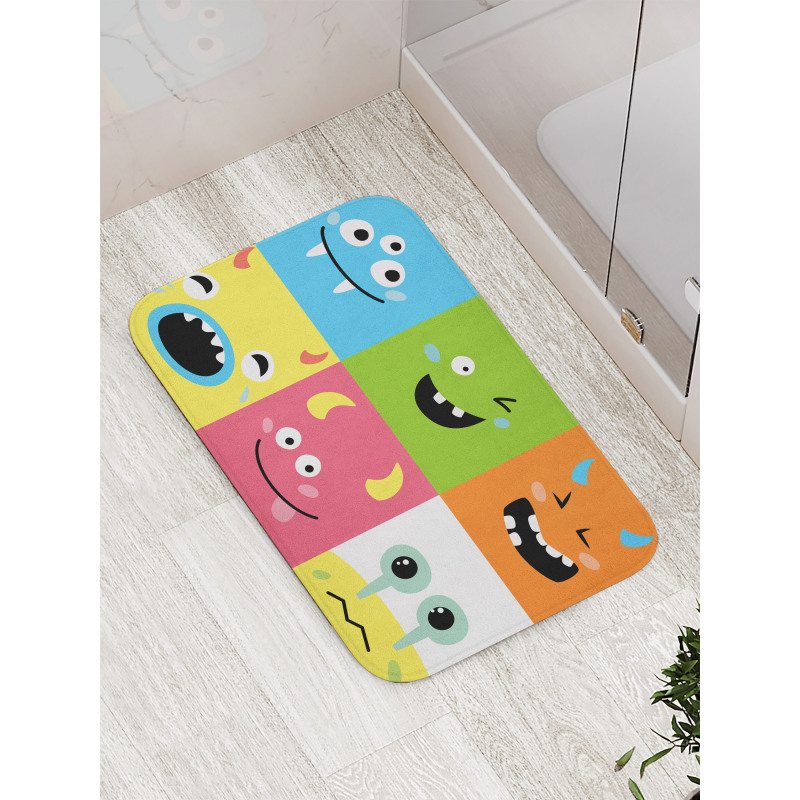 Colorful Blocks Emoticon Bath Mat