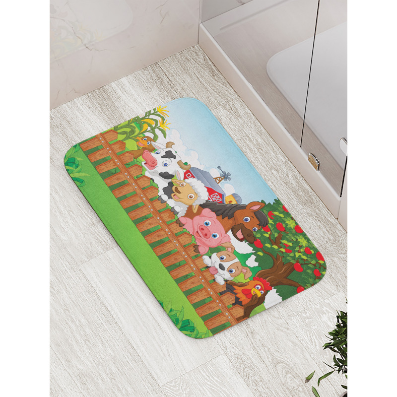 Farm Animals Mascots Bath Mat