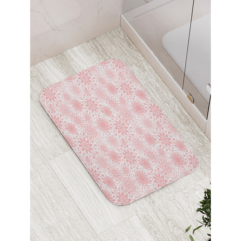 Monochrome Simplistic Floral Bath Mat