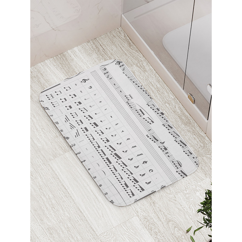 Detailed Musical Motifs Bath Mat