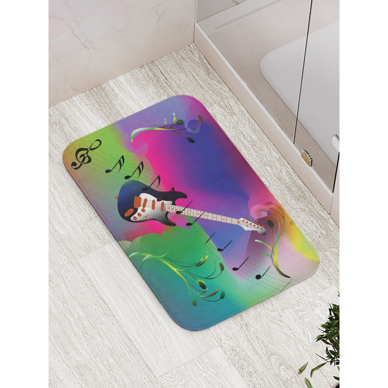 Guitar on Colorful Back Bath Mat