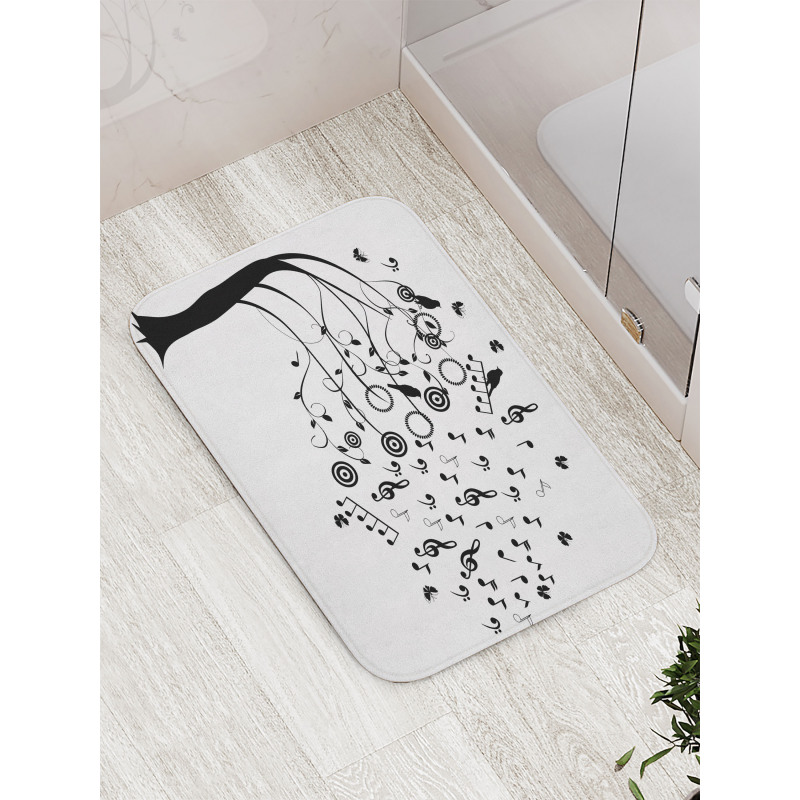 Flowing Motifs Birds Bath Mat