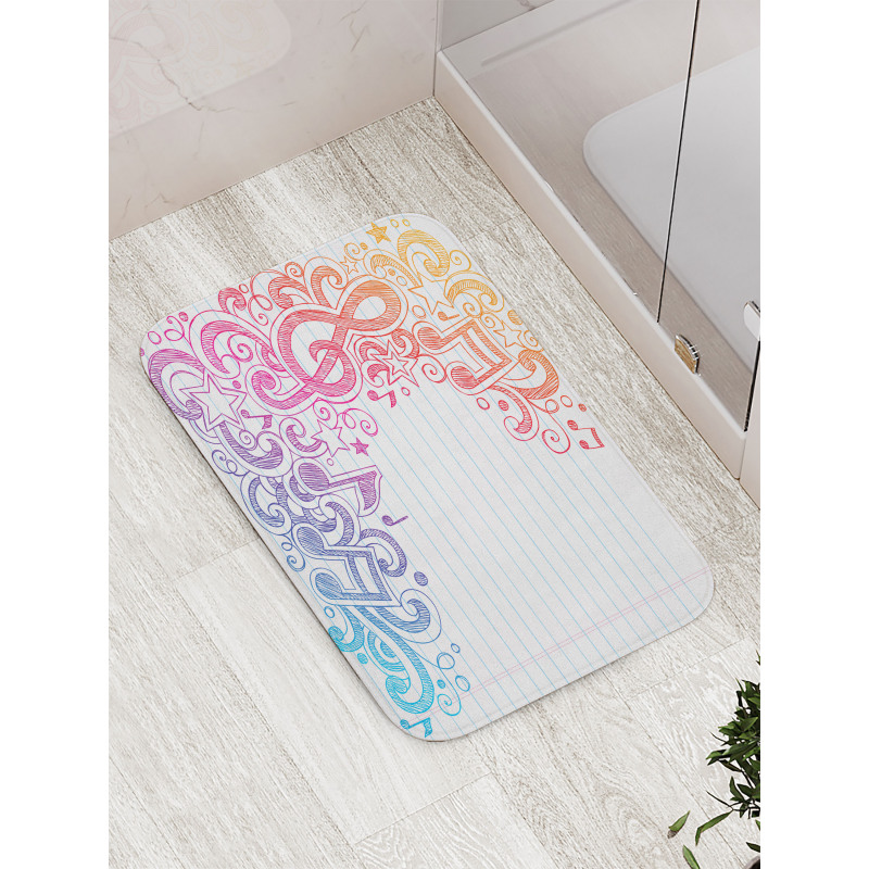 Hand Drawn Swirls Stars Bath Mat