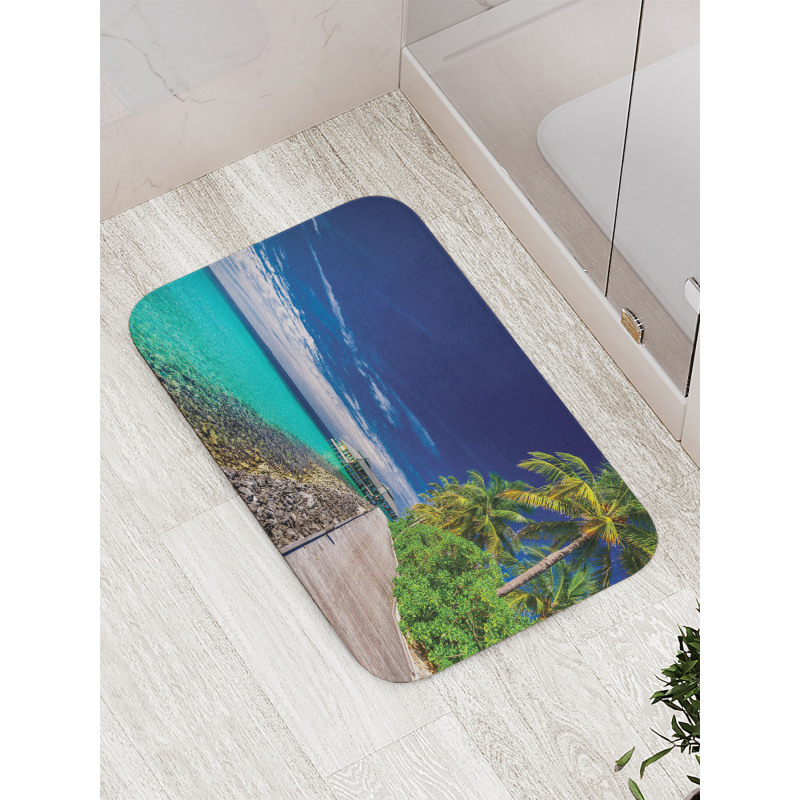 Beach Palm Trees Sky Bath Mat