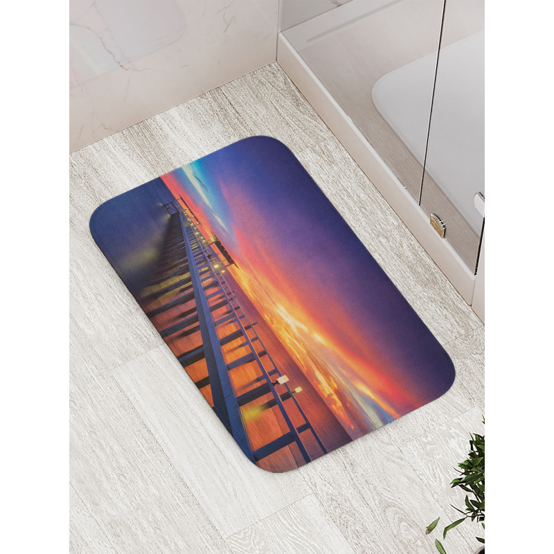 Wooden Bridge on Sea Bath Mat