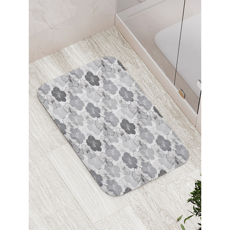 Vintage Hibiscus Flowers Bath Mat