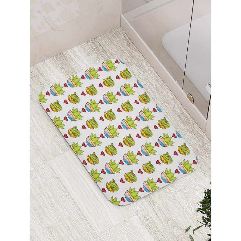 Colorful Succulents in Pots Bath Mat