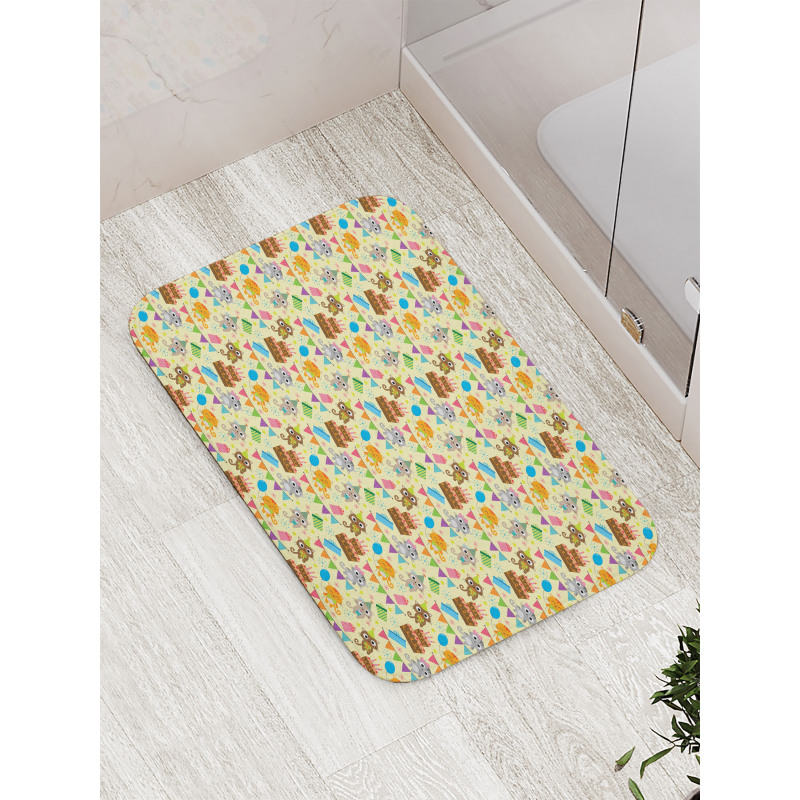 Cartoon Party Cats Bath Mat