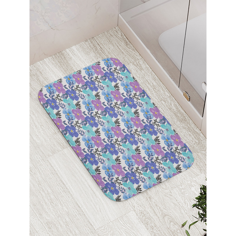 Soft Spring Flower Grid Art Bath Mat