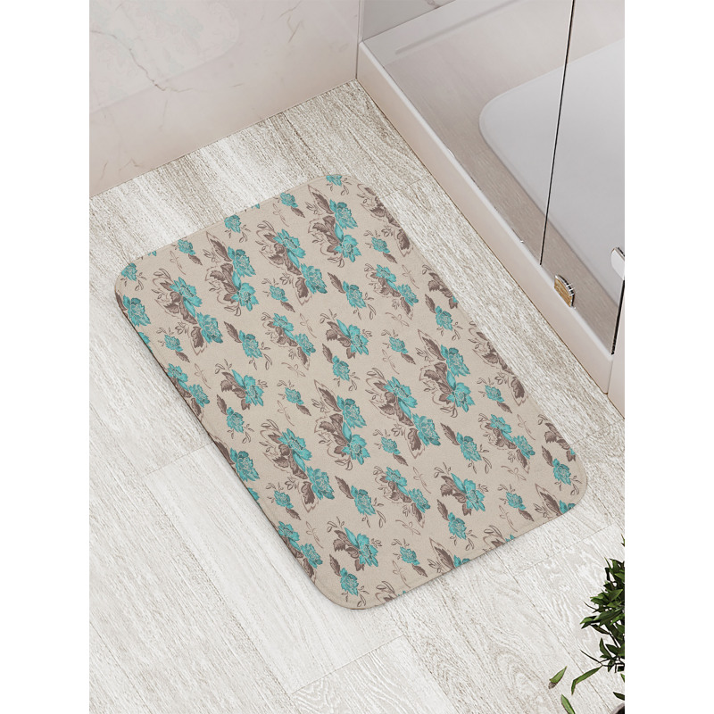 Vintage Flower Arrangements Bath Mat