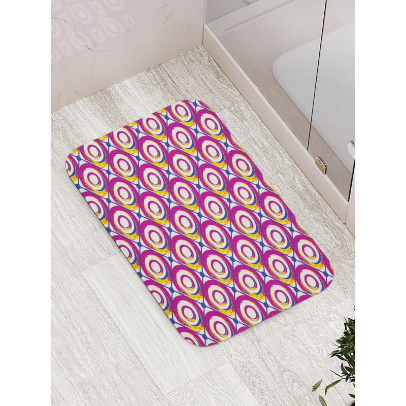 Colorful Hip Circles Swirls Bath Mat