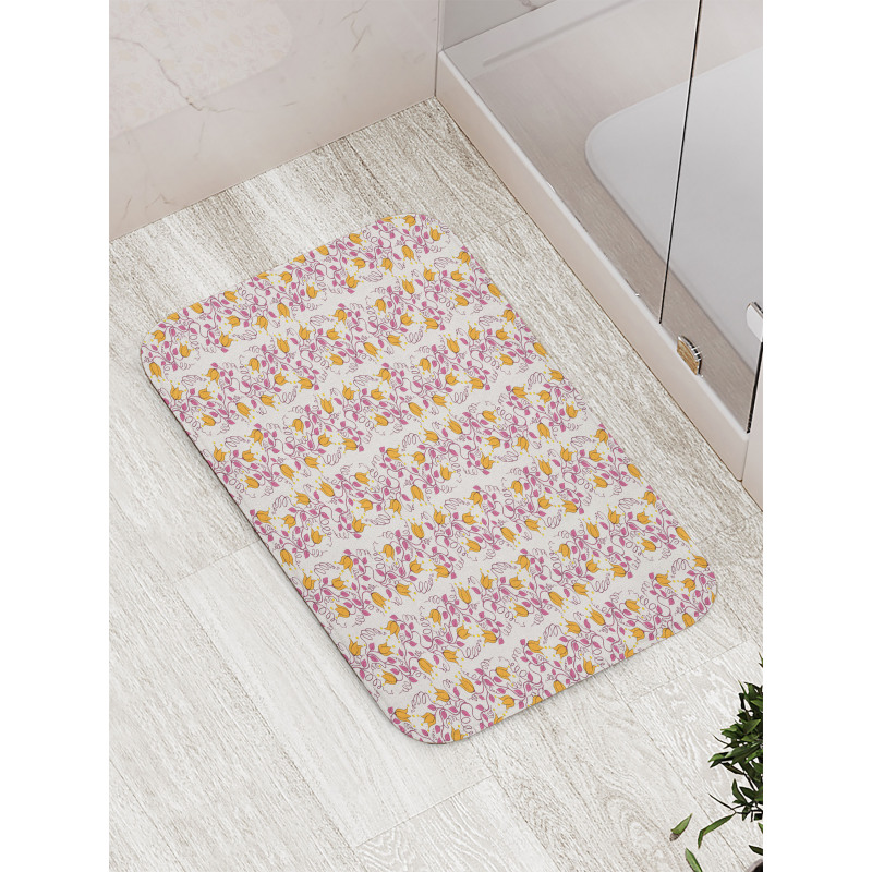 Summer Flowers and Branches Bath Mat