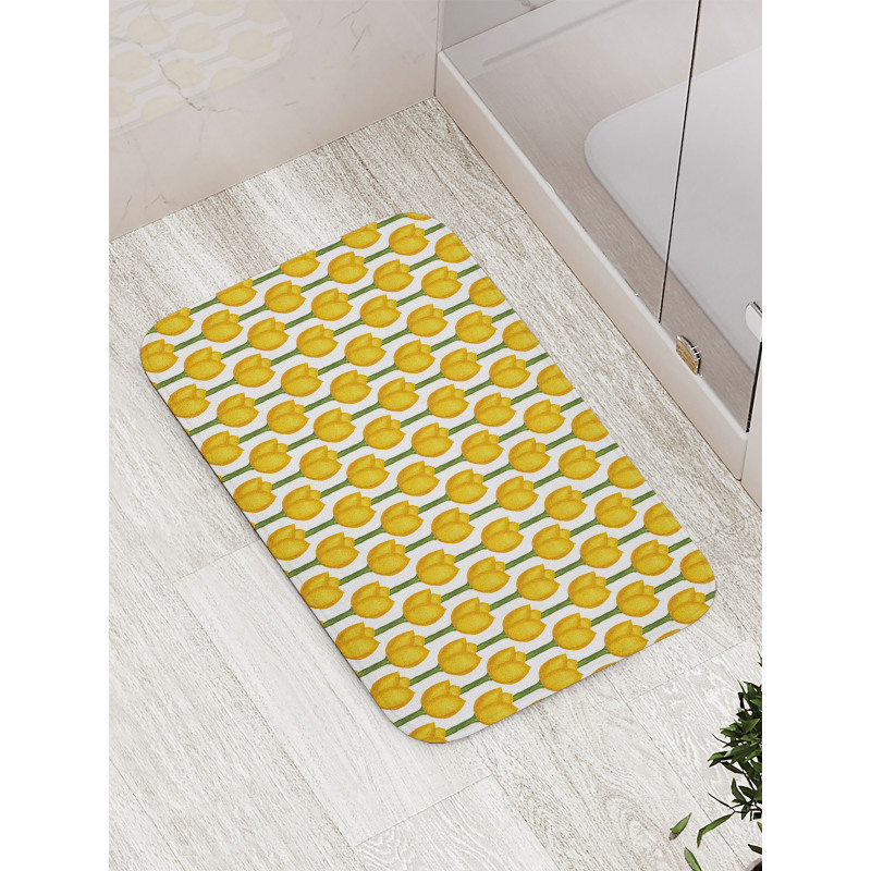 Watercolor Effect Tulips Bath Mat