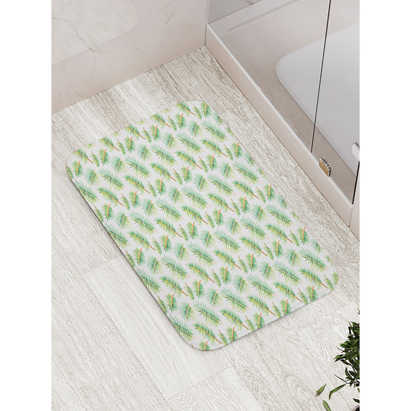 Tropical Watercolor Palm Bath Mat