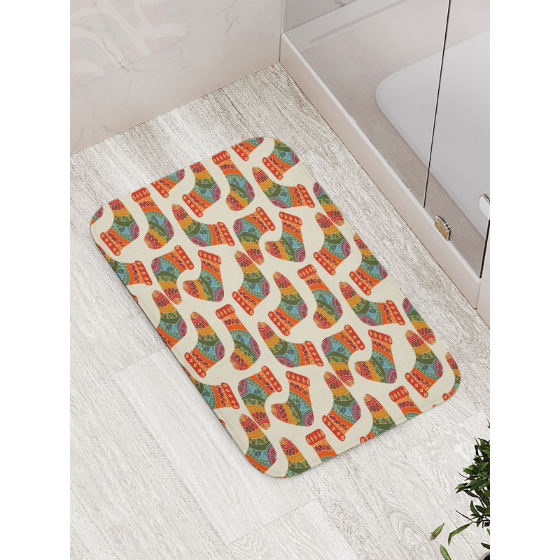 Knitted Christmas Stockings Bath Mat