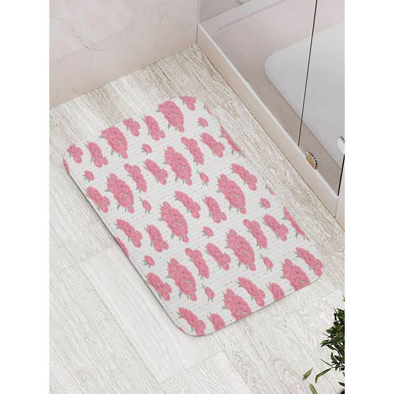 Peonies with Dots on Back Bath Mat