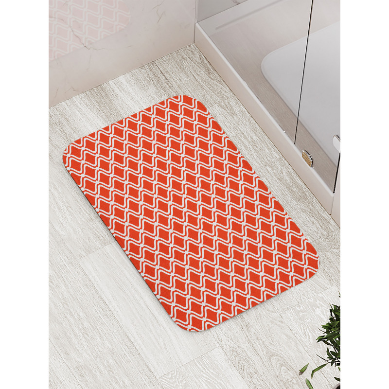 Abstract Warm Toned Lattice Bath Mat