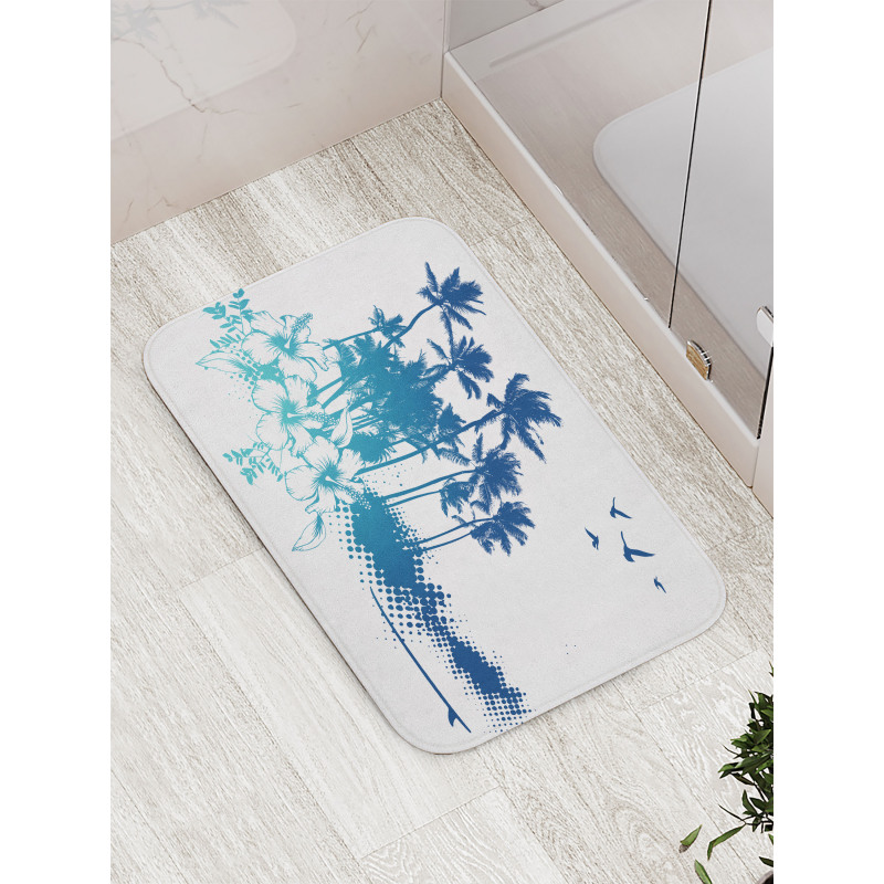 Hibiscus Flower Trees Bath Mat