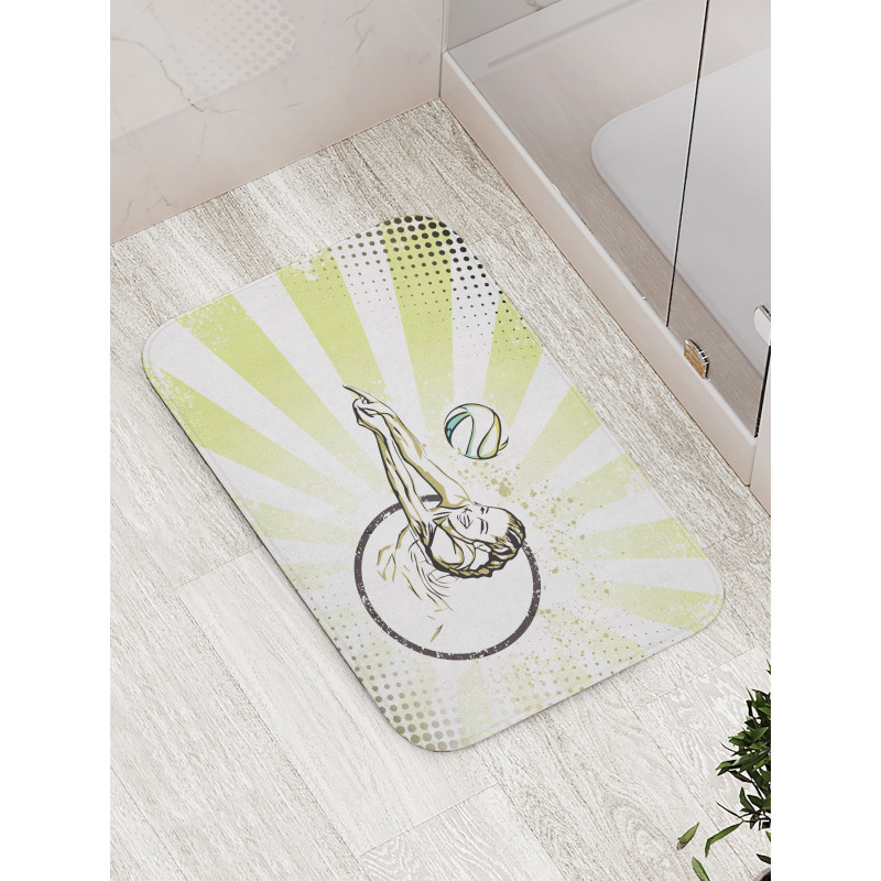 Girl Hitting the Ball Bath Mat