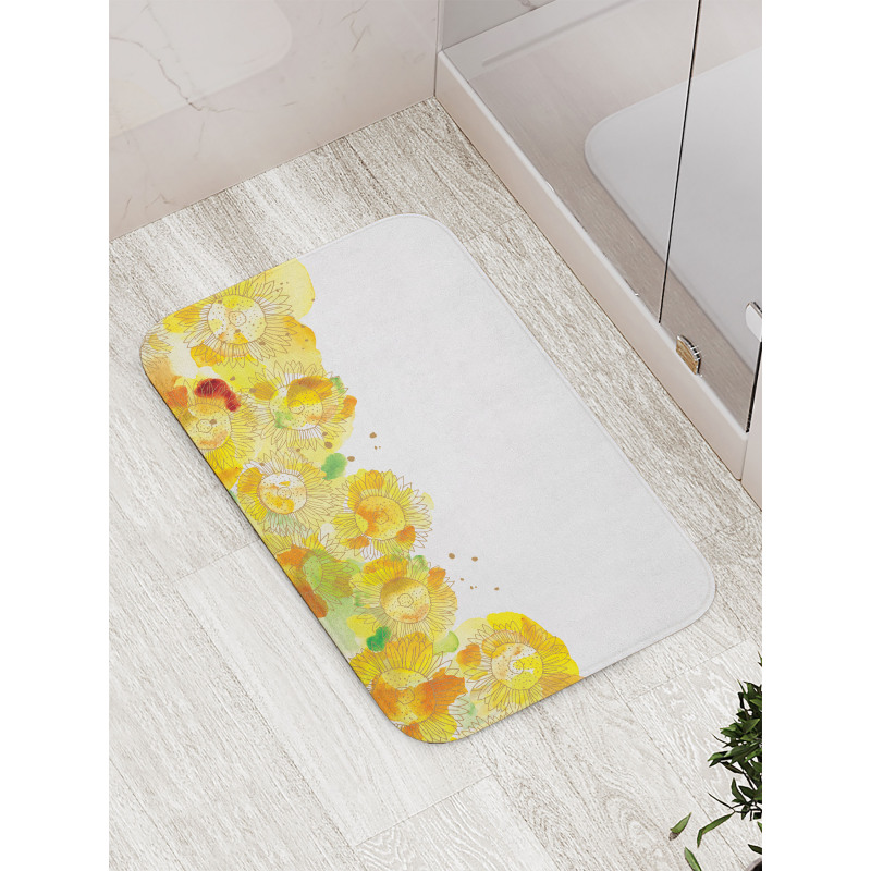 Watercolor Sunflowers Bath Mat