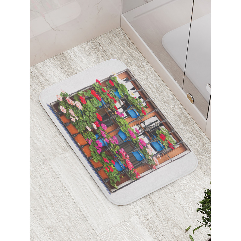 Flower Pots on Old Window Bath Mat