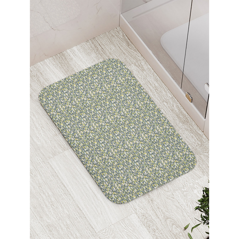 Butterflies Flowers Motif Bath Mat