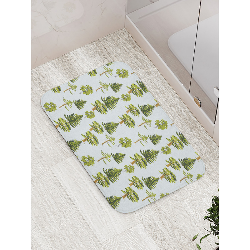 Pine Oak Fir Trees Graphic Bath Mat