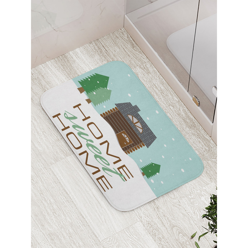 Lodge with Winter Theme Bath Mat