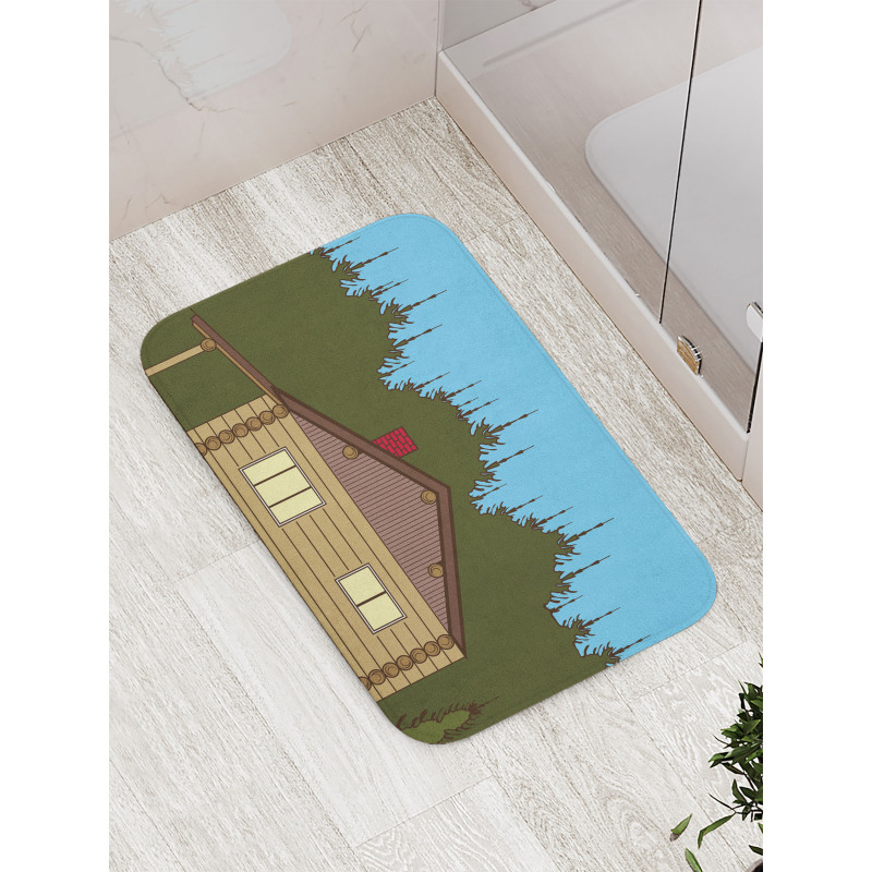 Rustic Cabin in Nature Bath Mat