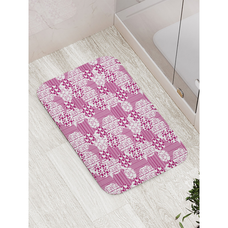 Circles Squares Stripes Bath Mat