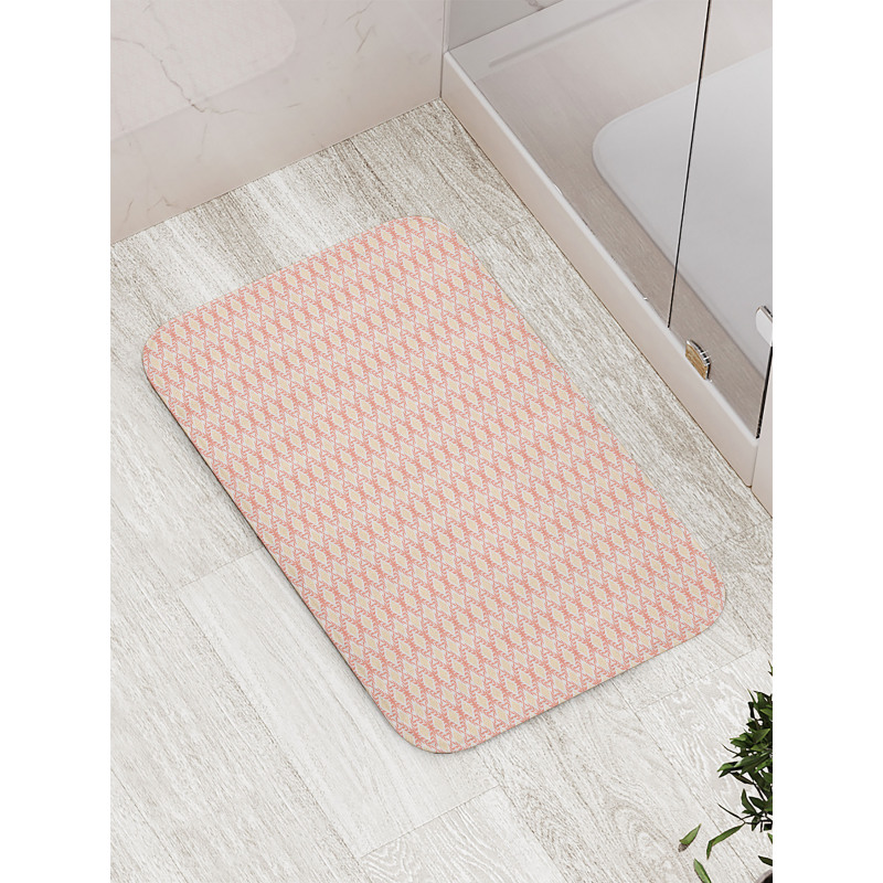 Ornate Squares Leaves Bath Mat