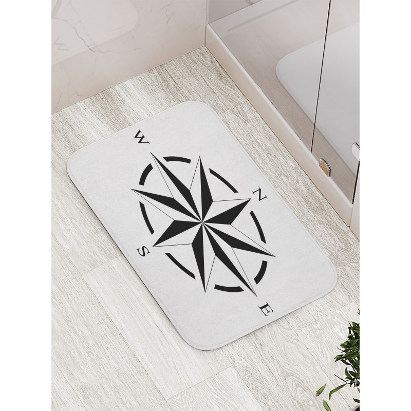 Monotone Compass Bath Mat