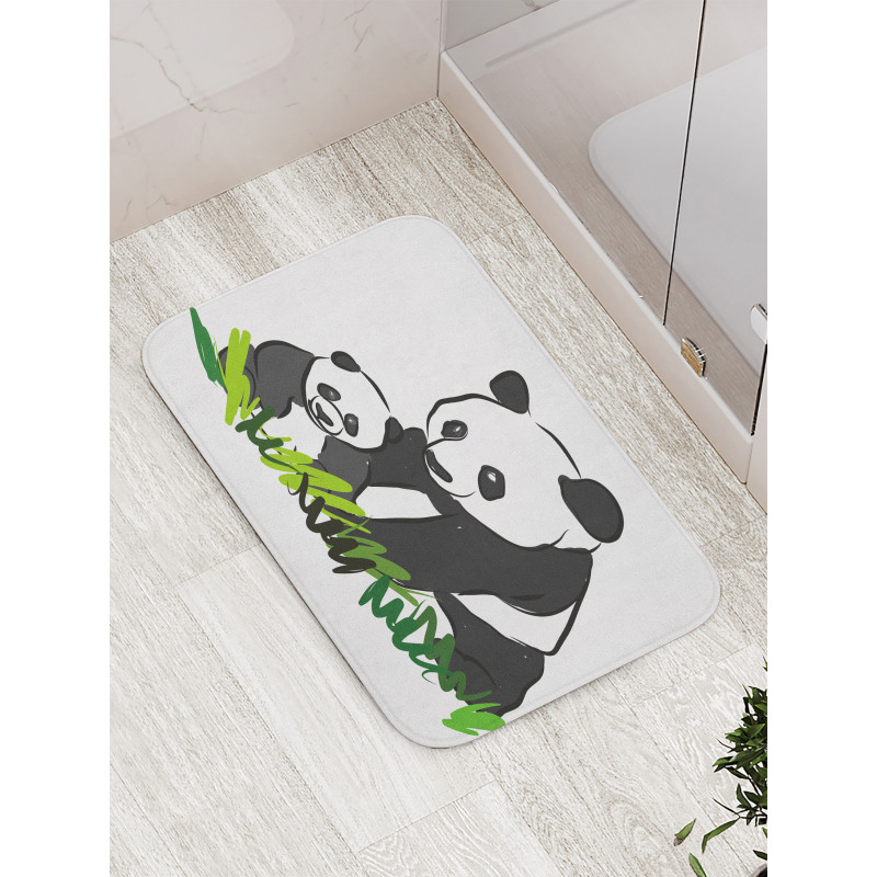 Panda Bear Family Bambu Bath Mat