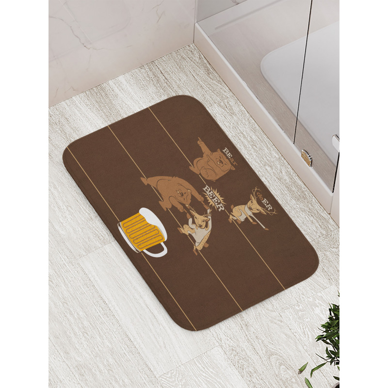 Bear Deer Beer Pub Magic Bath Mat