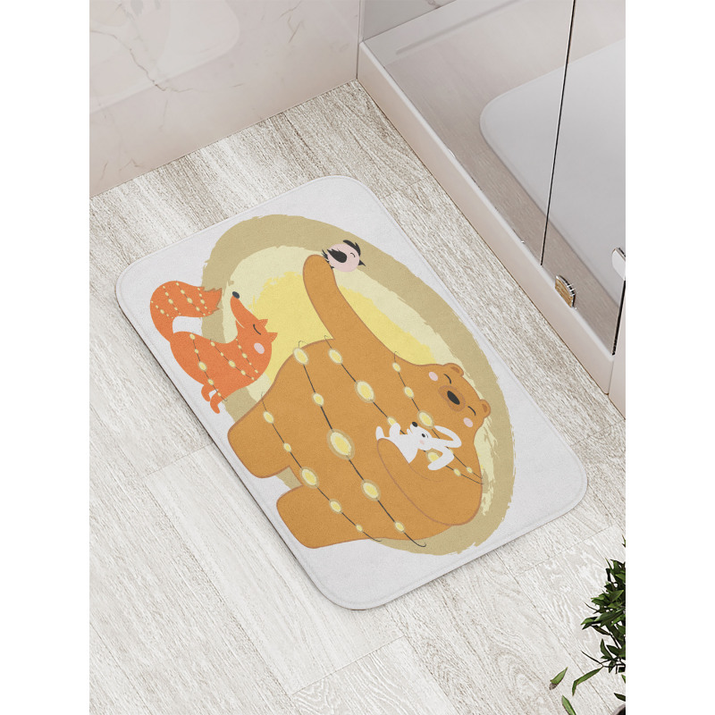 Friends Rabbit Bird Fox Bath Mat