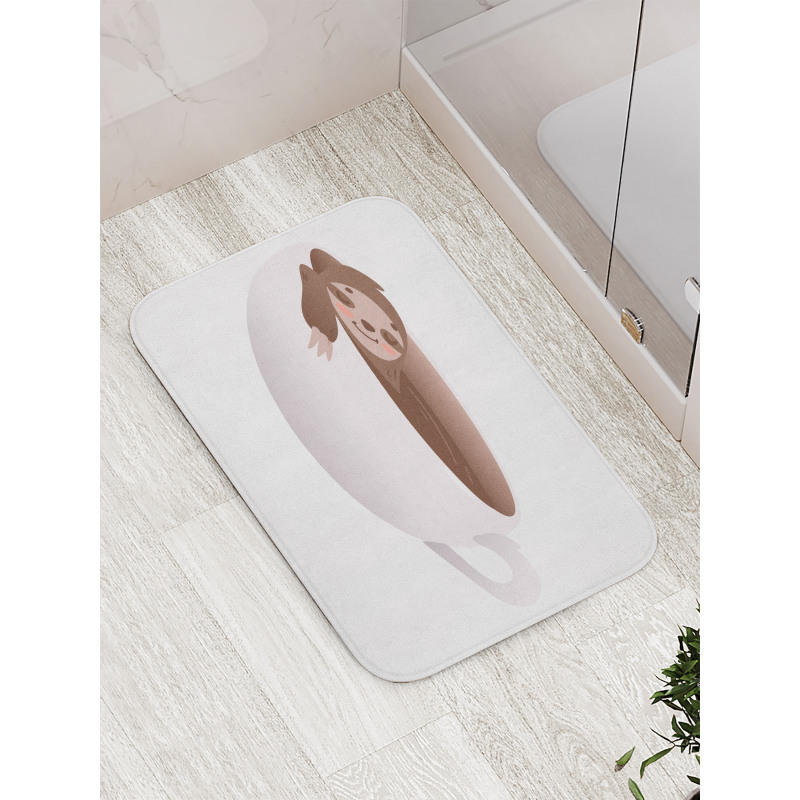 Lazy Swimming in Coffee Bath Mat