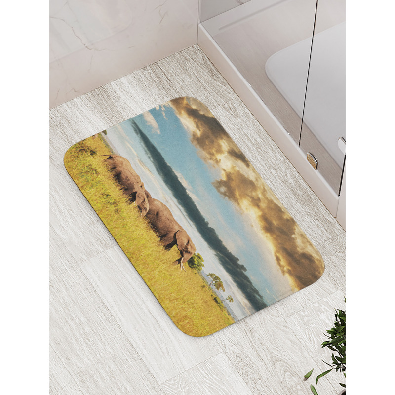 Elephant Family Photo Bath Mat