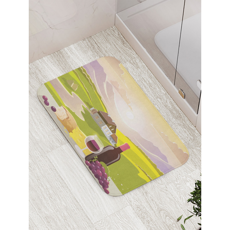 French Countryside Scene Bath Mat