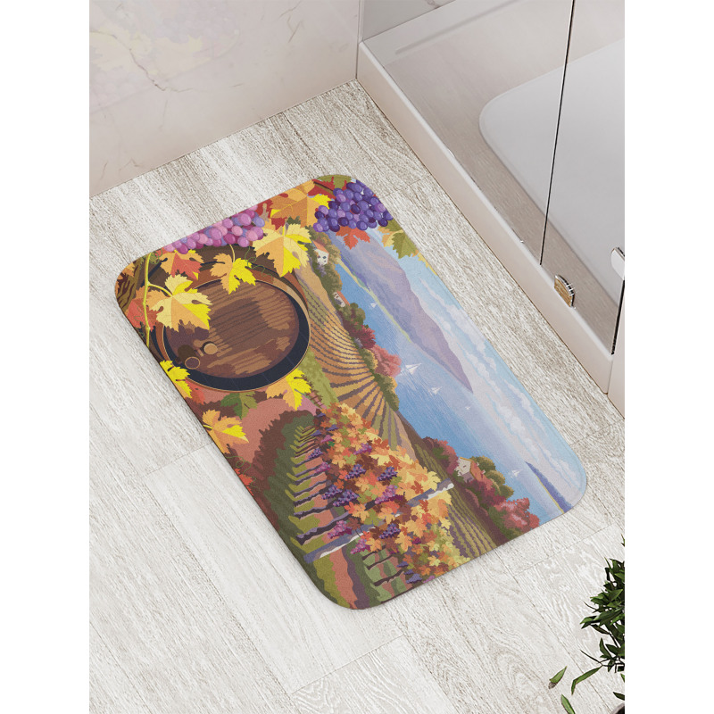 Cartoon Vineyard Grapes Bath Mat