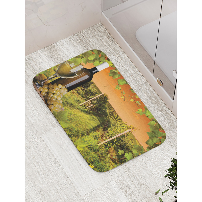 Bottle Grapes Sunset Bath Mat