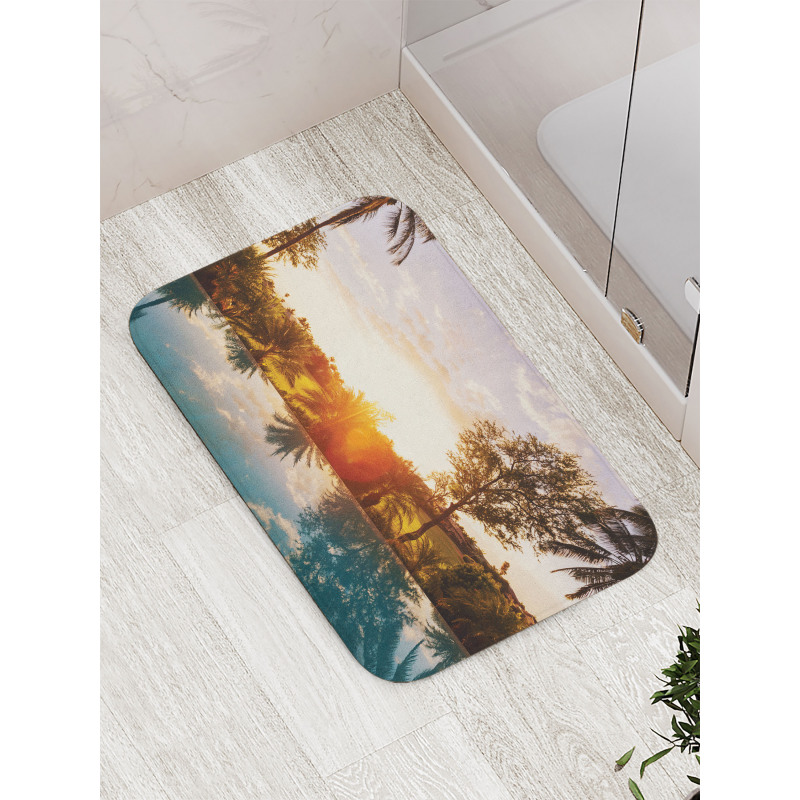 Swimming Pool Sunset Bath Mat