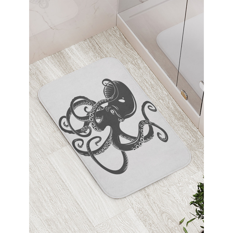 Cartoon Octopus in Sea Bath Mat