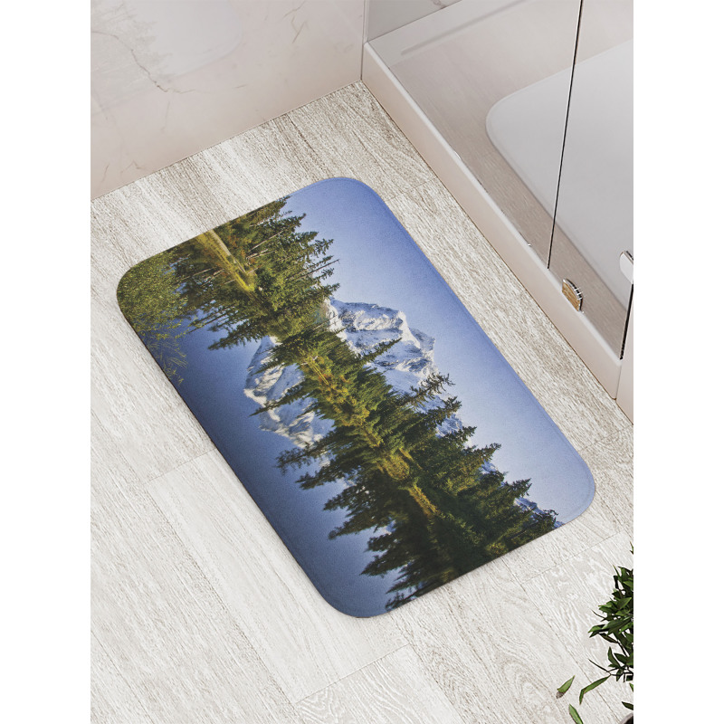 Tree and Snowy Nature Bath Mat