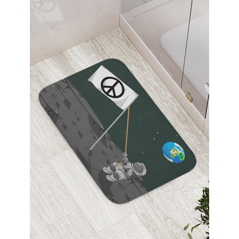 Astronaut Setting a Flag Bath Mat