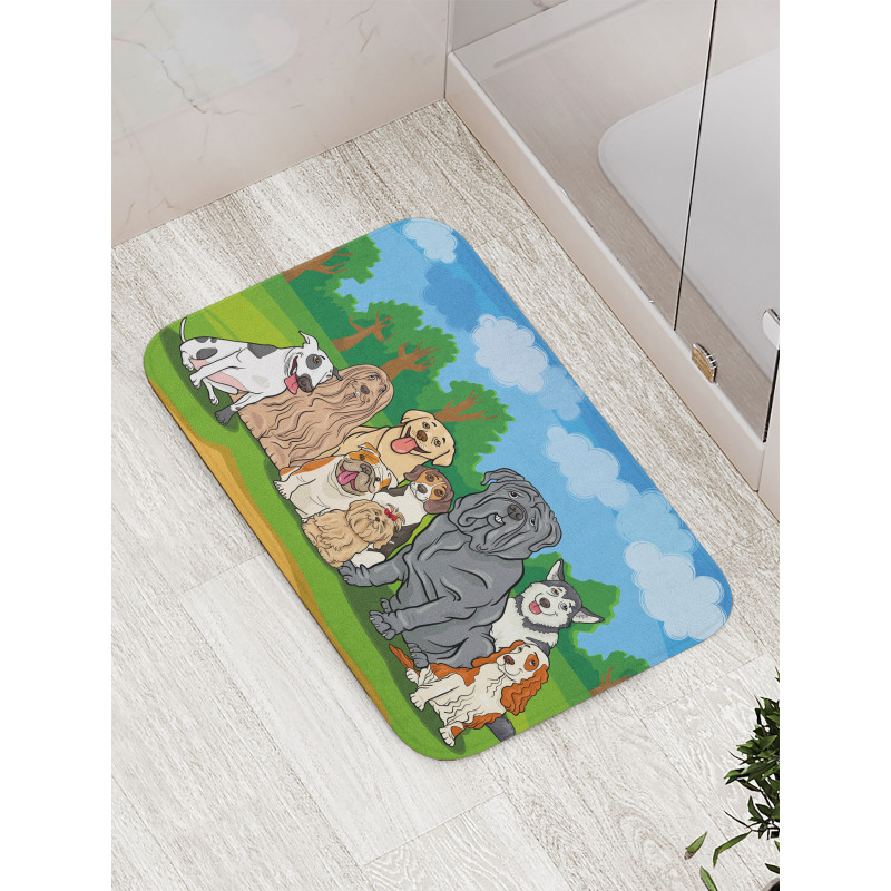 Park Landscape and Dogs Bath Mat