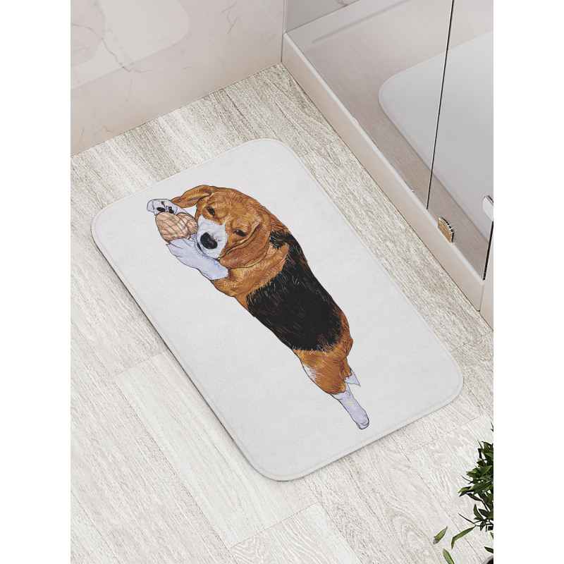 Dog with Toy Play Time Art Bath Mat